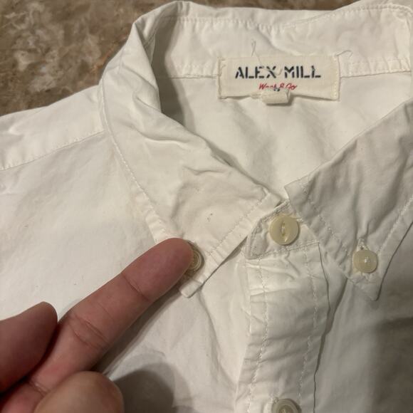 Alex Mill Shirt Mens Small White Wash & Go Long Sleeve Button Twill Huckberry - Picture 6 of 14